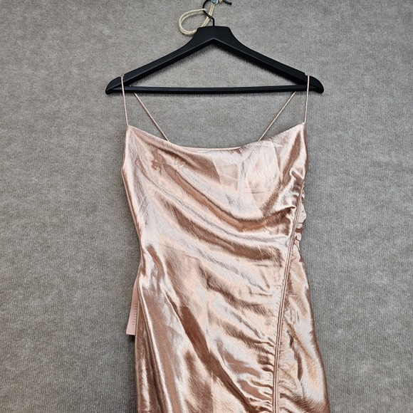EVENING DRESS BHLDN S JENNINGS LIQUID GOLD BRONZE SACHIN BABI SLIT NWT  SIZE 2 - Picture 7 of 16